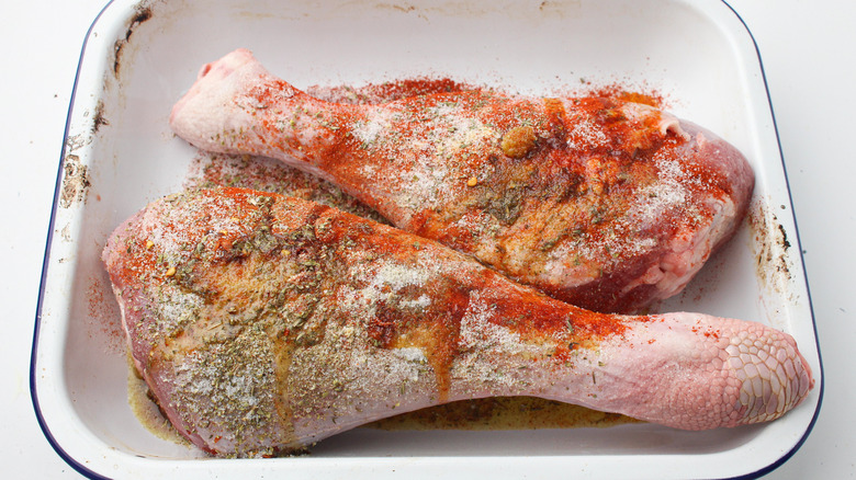 prepped turkey legs with spices