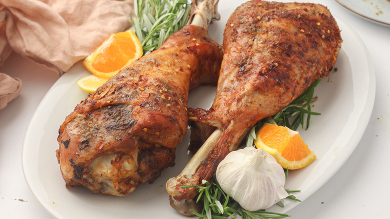 cajun roasted turkey legs plated