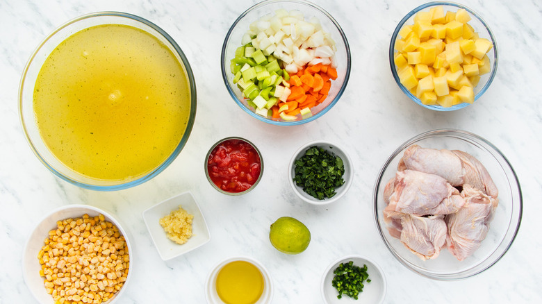 ingredients for Mexican chicken soup