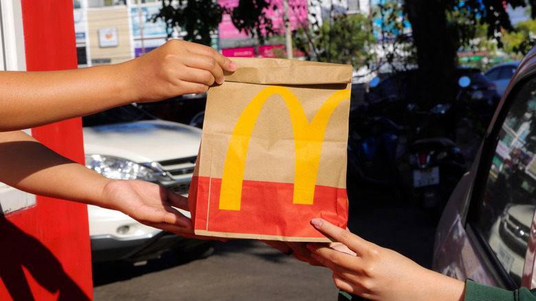 McDonald's bag at drive-thru