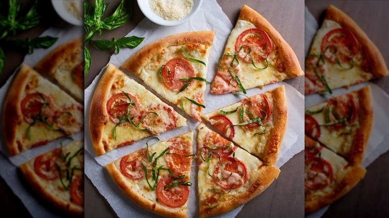 Five Cheese + Fresh Tomato pizza