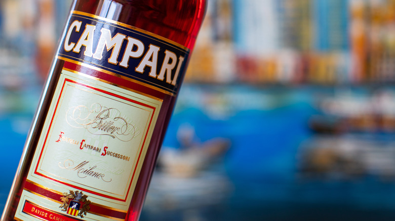 Campari bottle close up