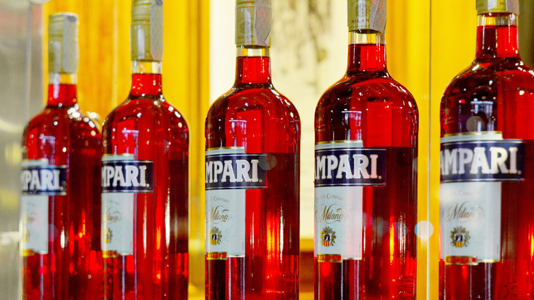 Campari bottles lined up