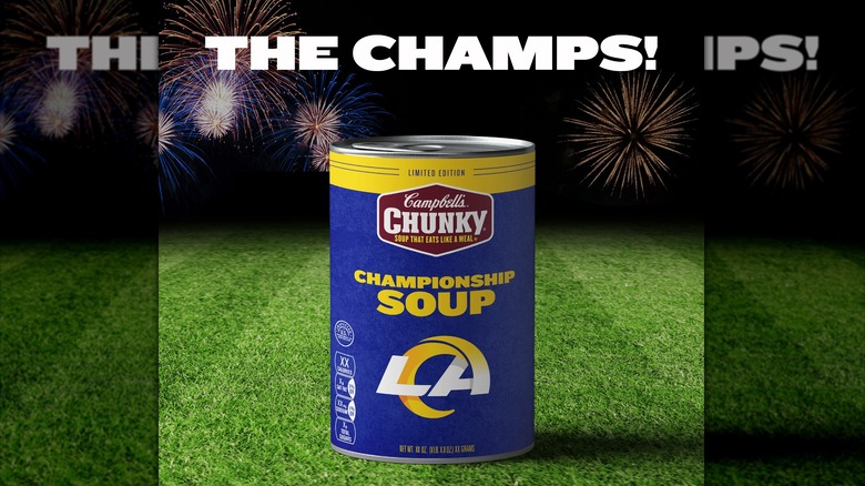 Can of Campbell's Super Bowl Championship Chunky Soup 