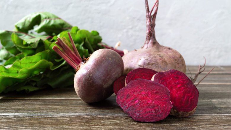 Fresh beets on table