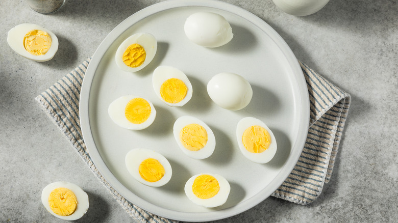 Plate of hard-boiled eggs