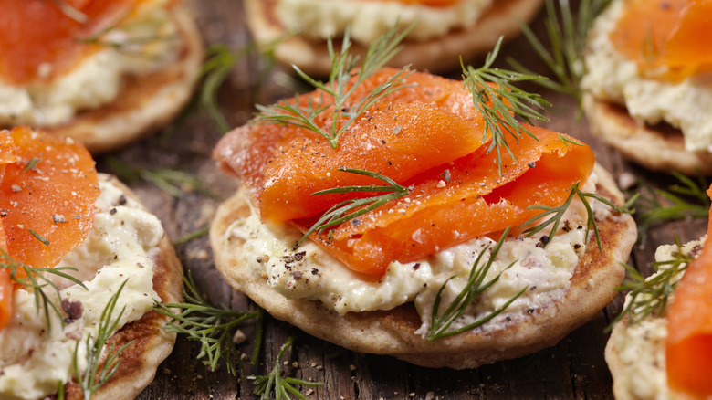 Smoked salmon on cracker