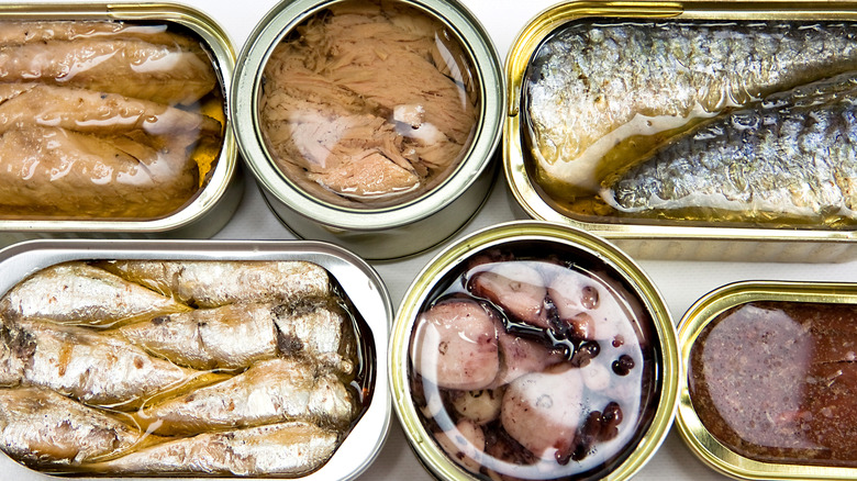 Assortment of canned fish