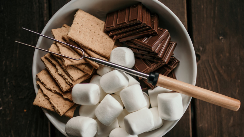 s'mores ingredients in a bowl