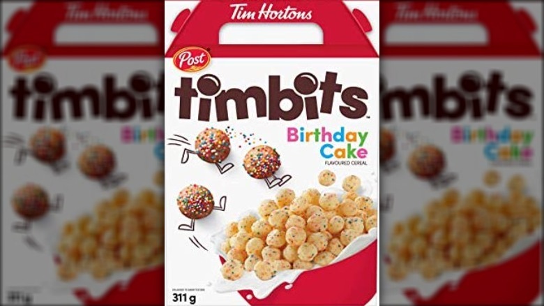 Timbits birthday Cake cereal box 