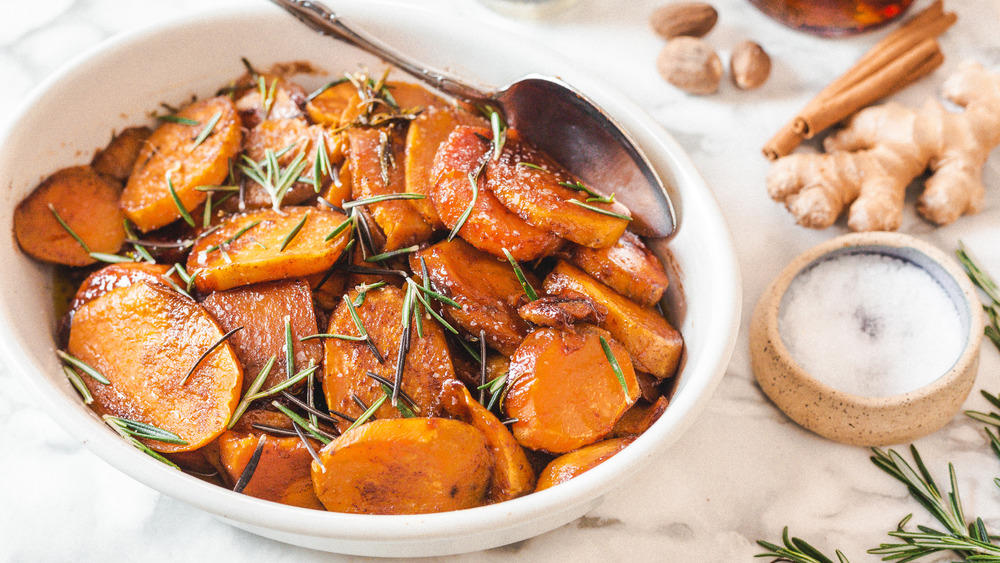 baked candied yams in dish