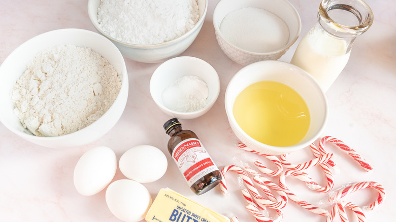 ingredients for candy cane cake