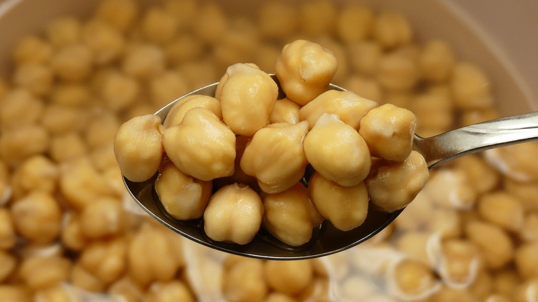 chickpeas on spoon