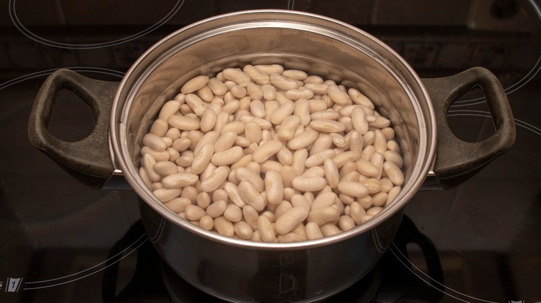 beans soaking in a pot