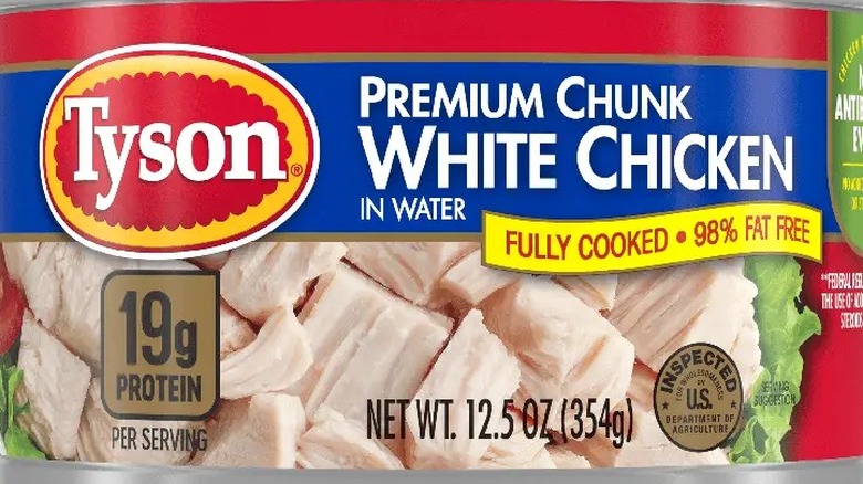 A can of Tyson White Chunk Chicken