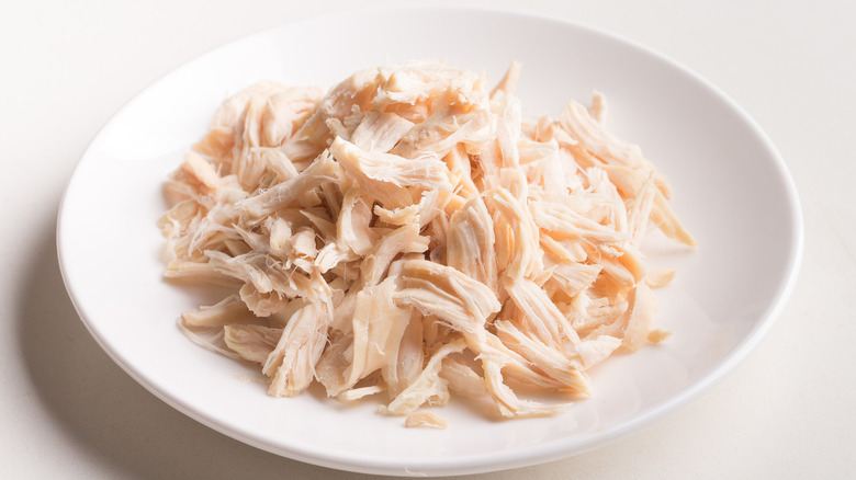 Shredded chicken on a plate