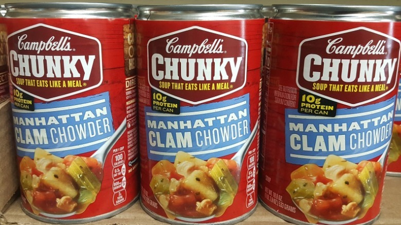 Cans of Campbell's Chunky Manhattan Clam Chowder