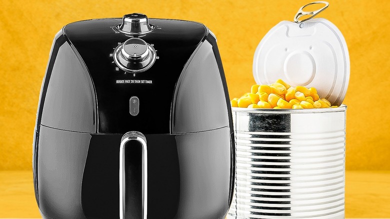 Air fryer and can of corn