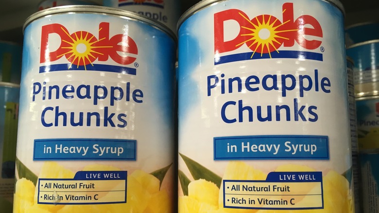 Cans of Dole pineapple