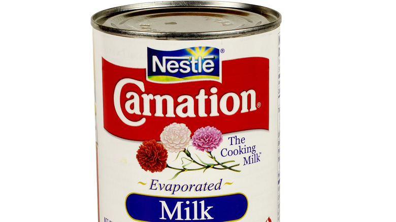 Can of carnation evaporated milk