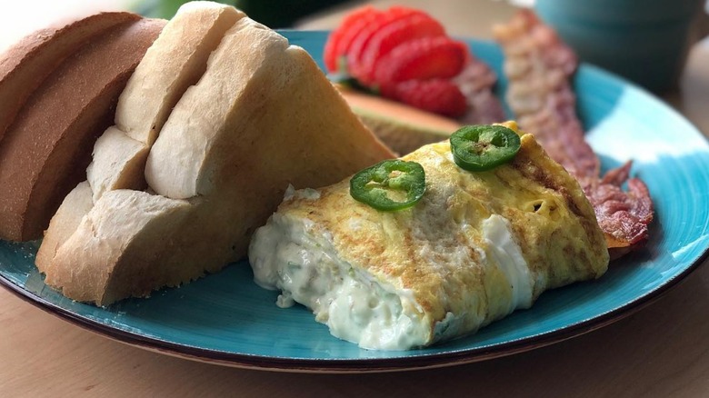 Jalapeño egg omelette on plate