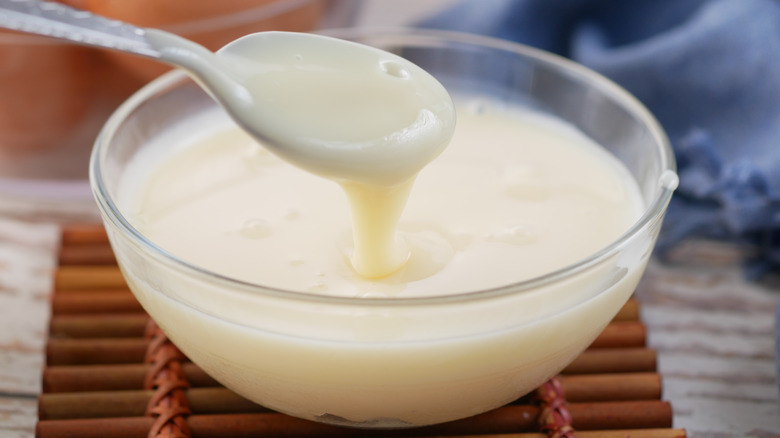 Evaporated milk in bowl