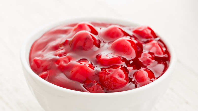 Bowl of cherry pie filling