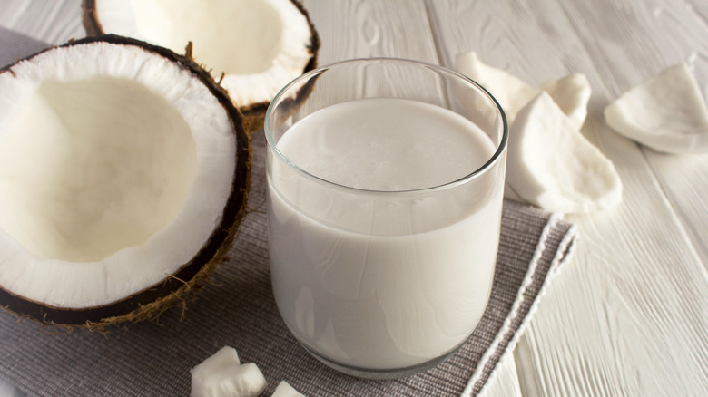 Glass of coconut milk