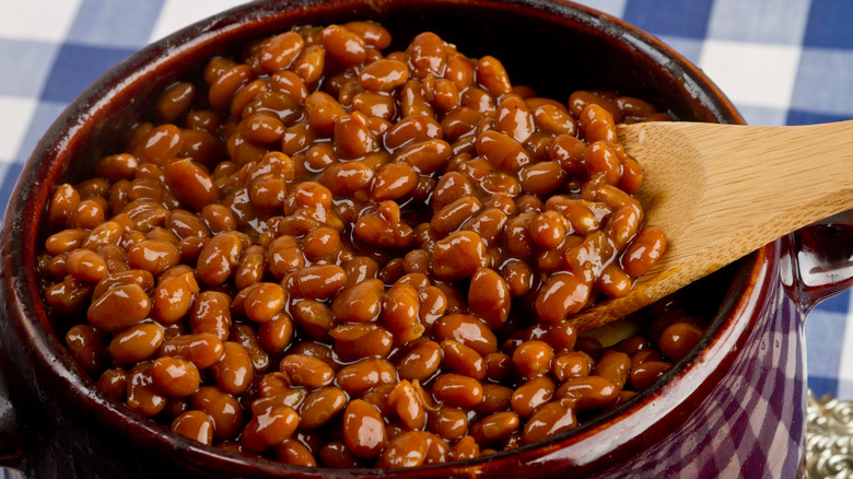 Pot of barbecue baked beans