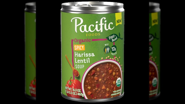 Can of Pacific Foods Spicy Harissa Lentil soup