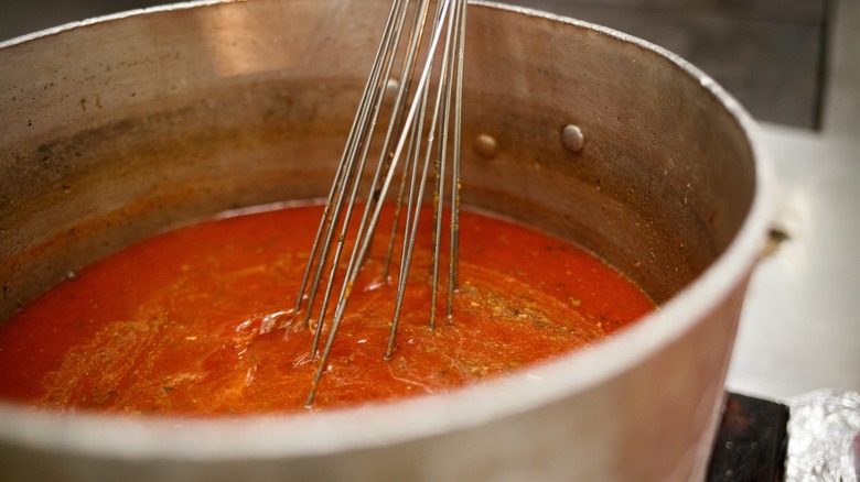 pot of tomato sauce