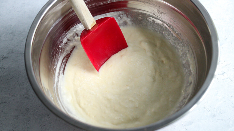 mixing egg whites in bowl