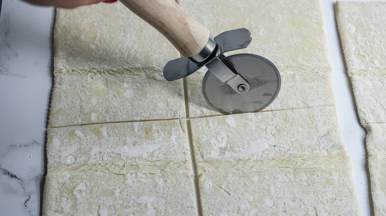 Cutting puff pastry into squares