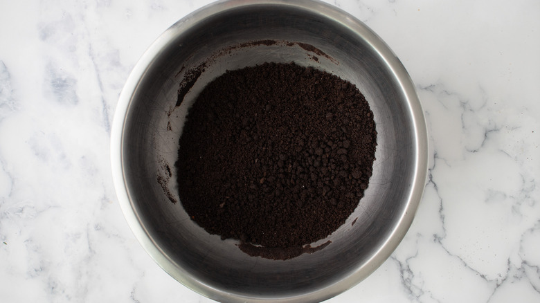 chocolate crumbs in large bowl