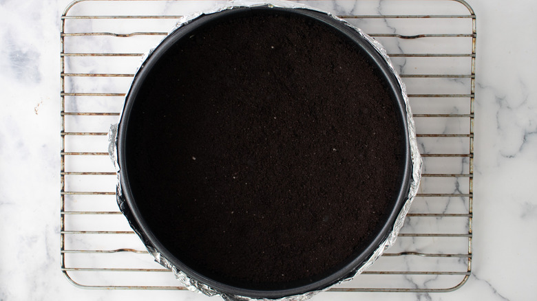 chocolate crumb crust in pan