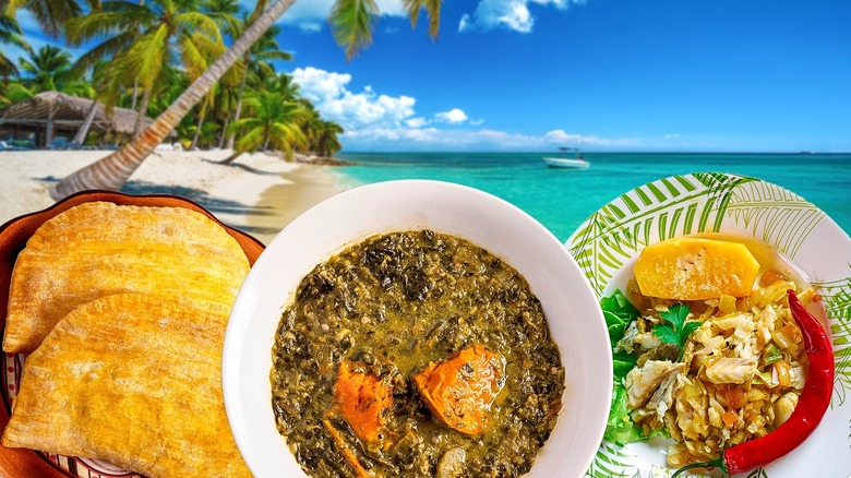 Jamaican dishes on table