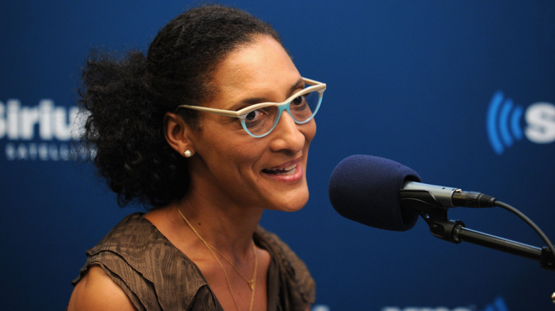 Chef Carla Hall with microphone