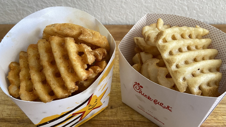 containers of both waffle fries