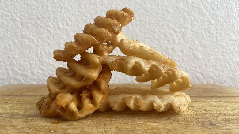 combined waffle fry pyramid