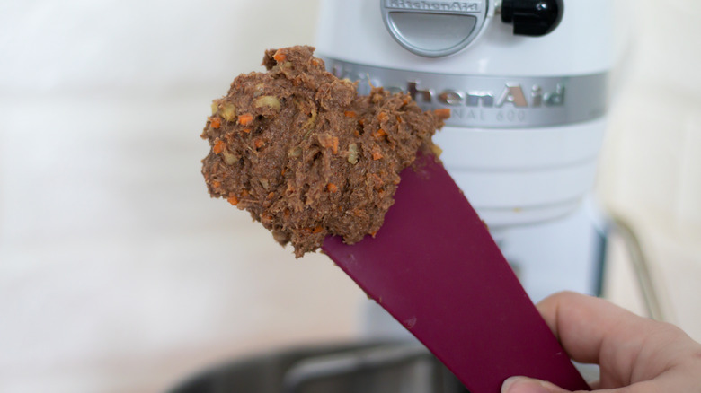 carrot cake filling on spoon 