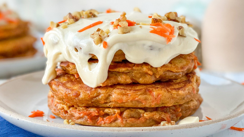 stack of carrot cake pancakes