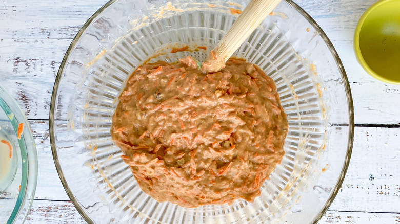 carrot cake batter in bowl 