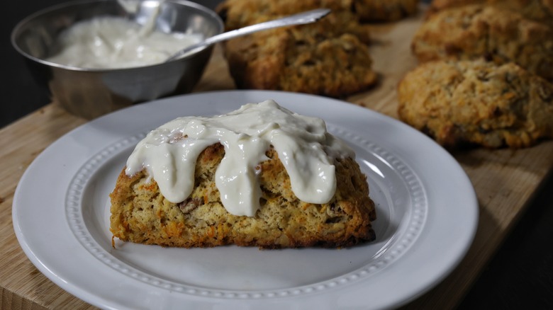 carrot cake scone with cream cheese glaze