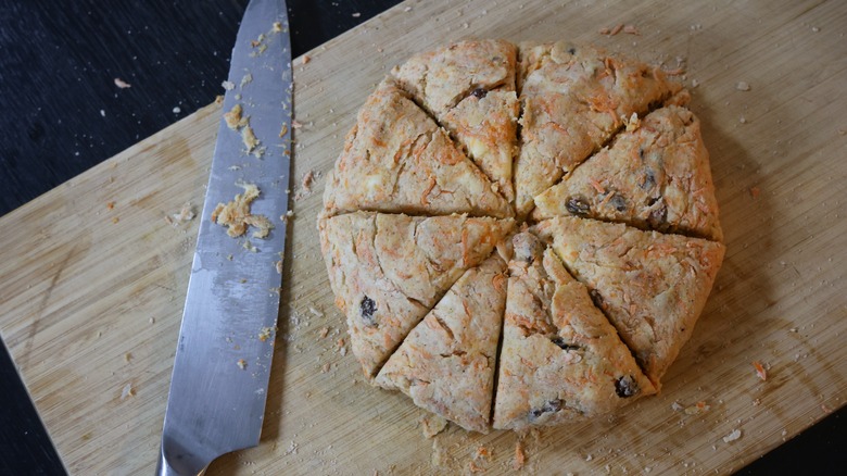 sliced carrot cake scone dough