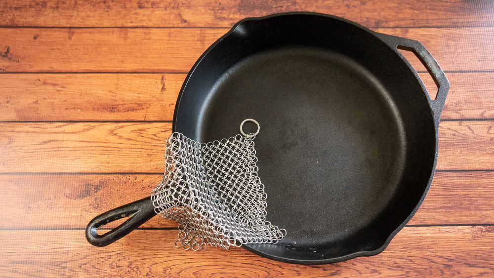 scrub your cast iron clean