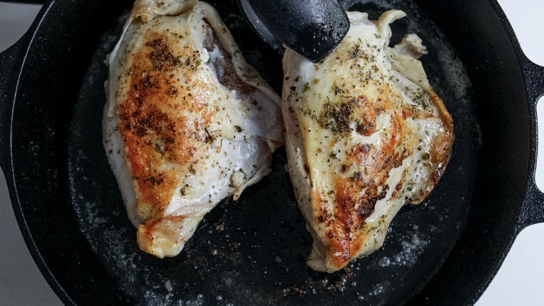 crispy chicken in skillet