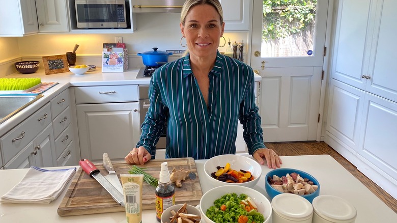 Cat Cora films Cora Tine social media video