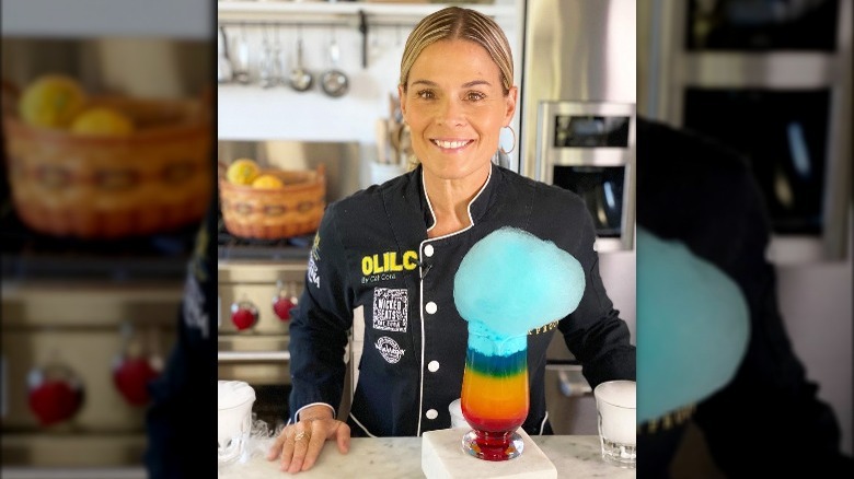 Cat Cora with a cocktail