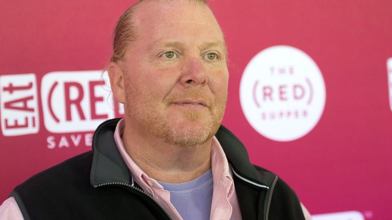 Mario Batali with red background