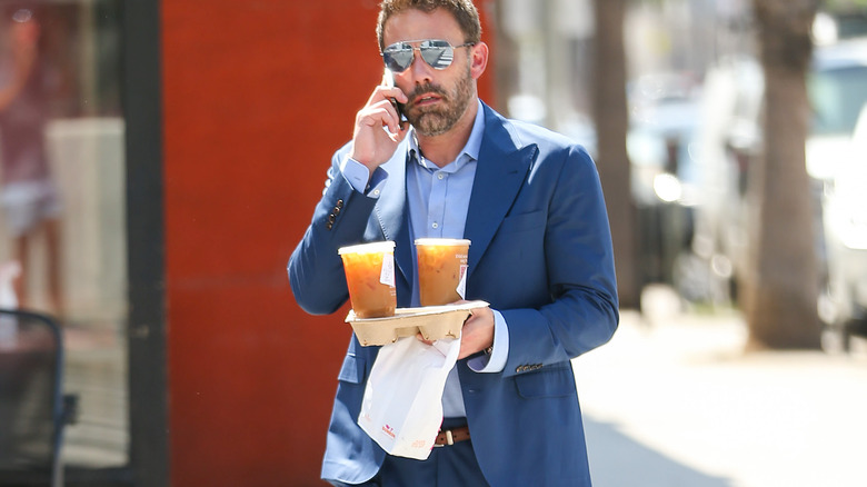 Ben Affleck with iced coffees